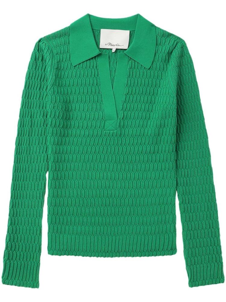 3.1 Phillip Lim V-neck embroidered polo top - Green Cover