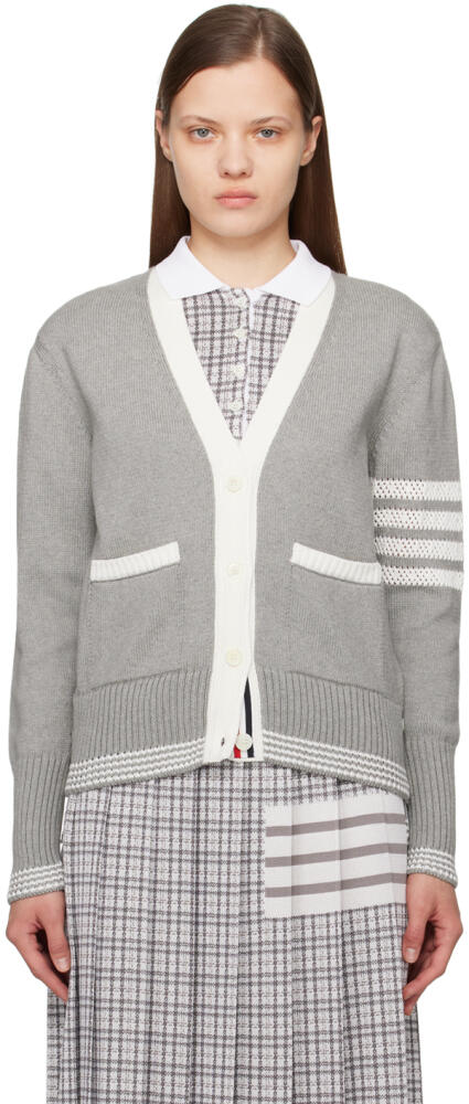 Thom Browne Gray 4-Bar Cardigan Cover