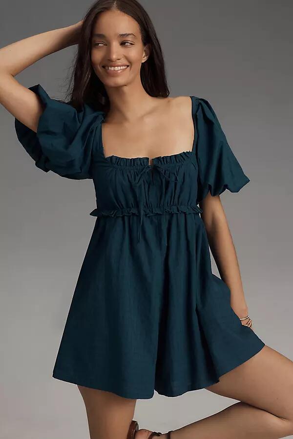 Pilcro Puff-Sleeve Babydoll Romper Cover