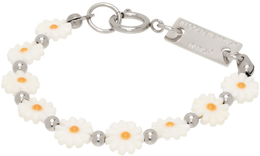 IN GOLD WE TRUST PARIS Silver & White Flower Bracelet Cover