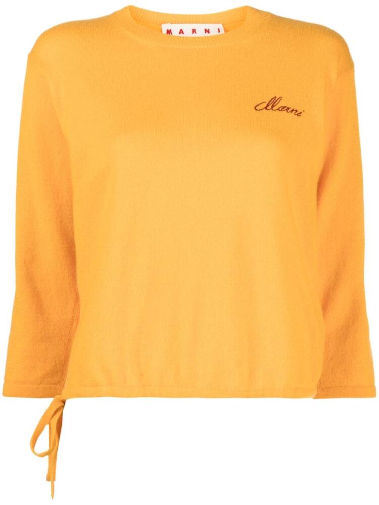 Marni logo-embroidered cashmere jumper - Orange Cover