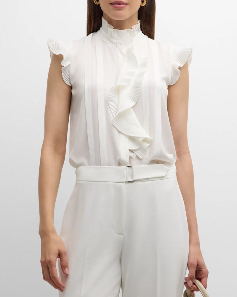 Elie Tahari The Chloe Ruffle-Trim Silk Blouse Cover