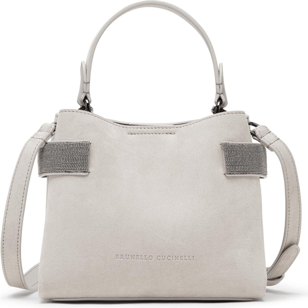 Brunello Cucinelli Suede bag with precious bands in Light Grey Cover