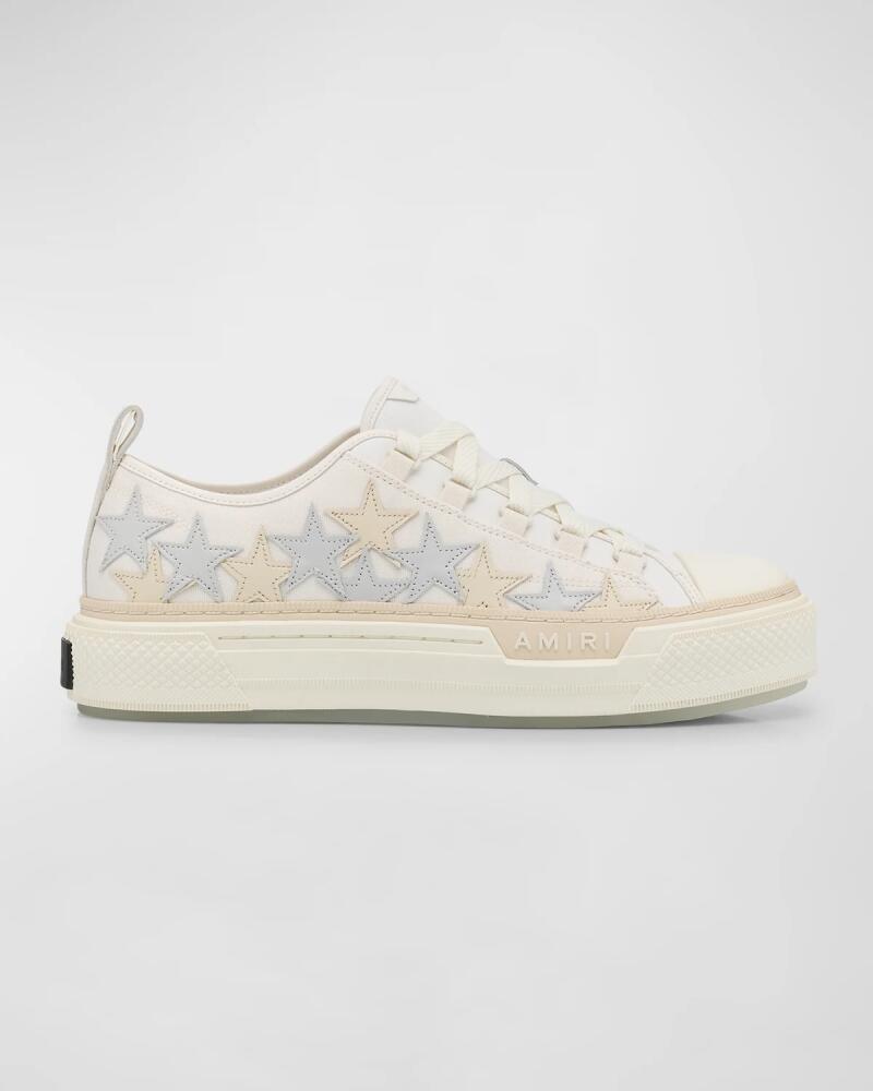 Amiri Men's Stars Court Canvas and Leather Low-Top Sneakers Cover