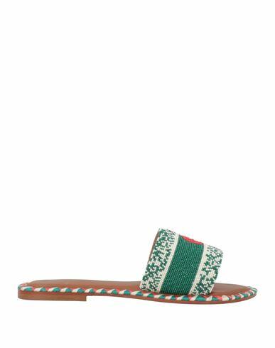 De Siena Woman Sandals Emerald green Textile fibers Cover