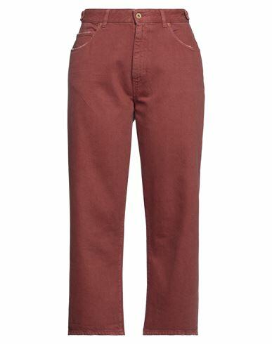 Pence Woman Pants Brick red Cotton Cover