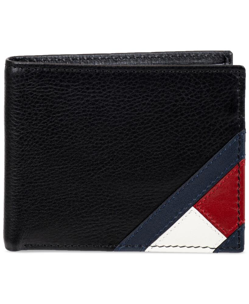 Tommy Hilfiger Men's Orson Ii Angled Flag Leather Rfid Passcase Wallet - Black Cover