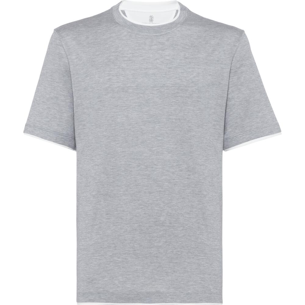 Brunello Cucinelli T-shirt with faux-layering in Medium Grey Cover