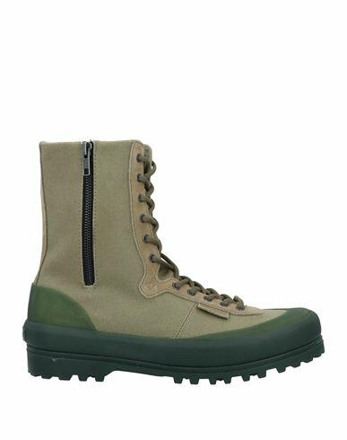 Paura X Superga Woman Ankle boots Military green Cotton, Soft Leather Cover