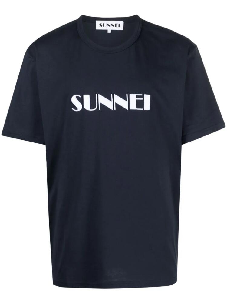 Sunnei logo-print organic cotton T-shirt - Blue Cover