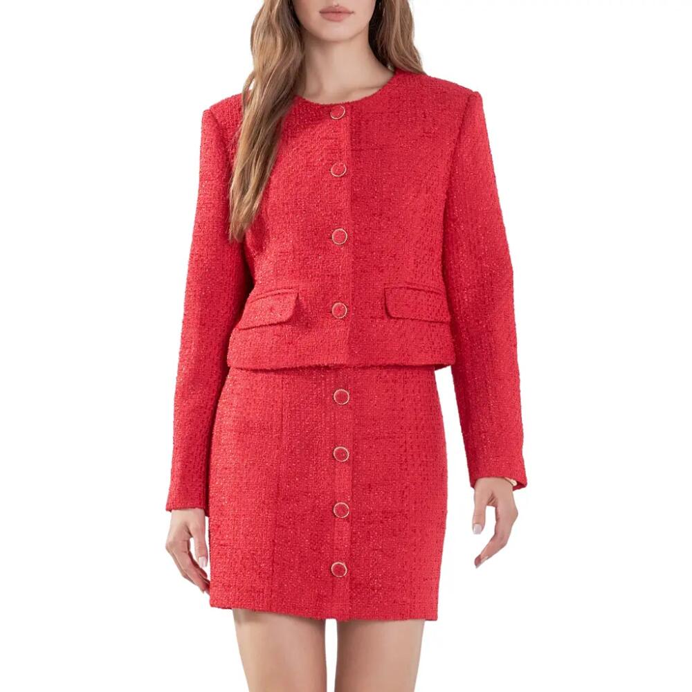 Endless Rose Tweed Crop Jacket in Red Cover