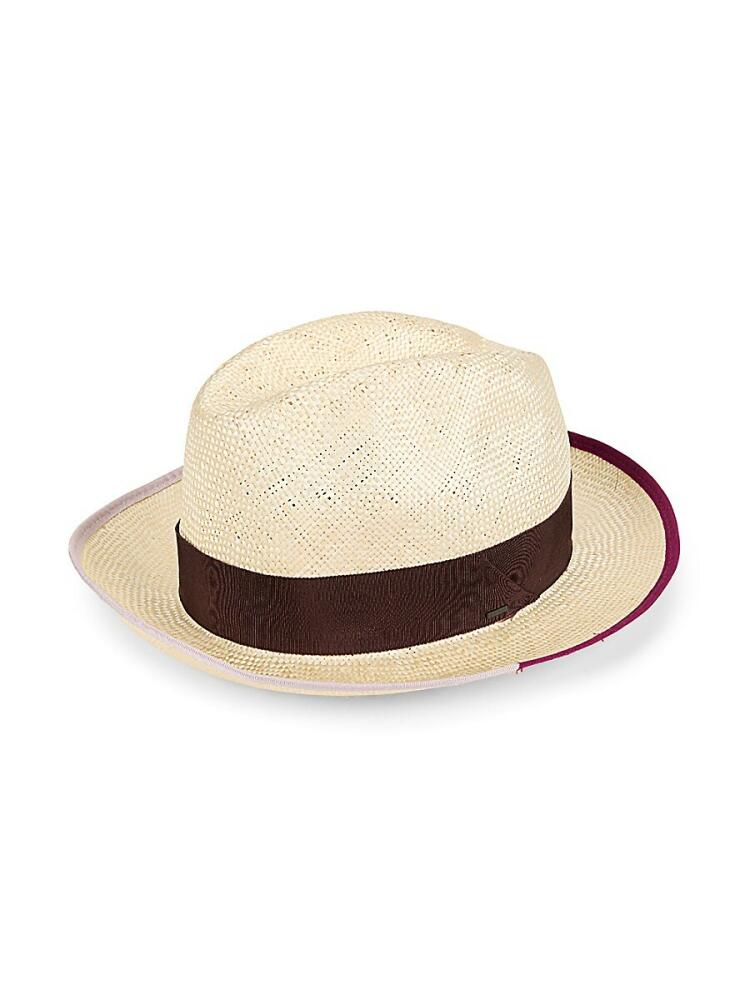 Bailey Hats Men's Hesmond Dual Piped Straw Fedora - Natural Fuchsia Cover