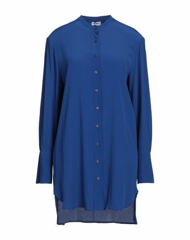 Rue Du Bac Woman Shirt Bright blue Acetate, Silk Cover