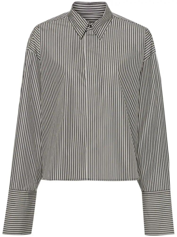 AMI Paris striped cropped cotton shirt - Black Cover