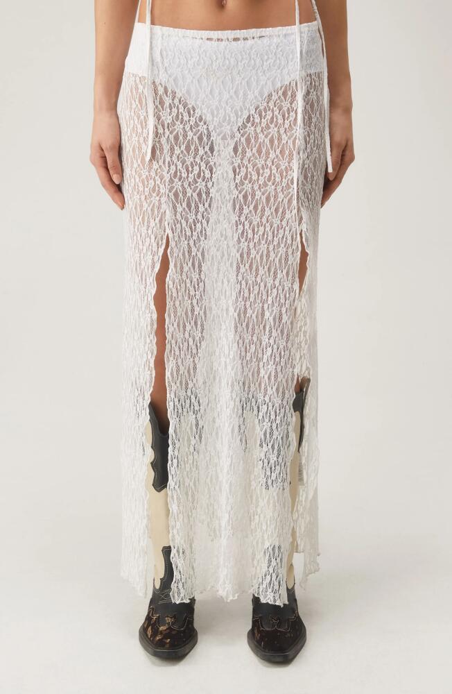 NASTY GAL Sheer Side Slit Lace Skirt in Ivory Cover