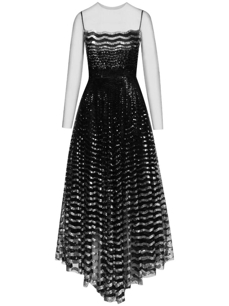 Oscar de la Renta sequinned wave maxi dress - Black Cover