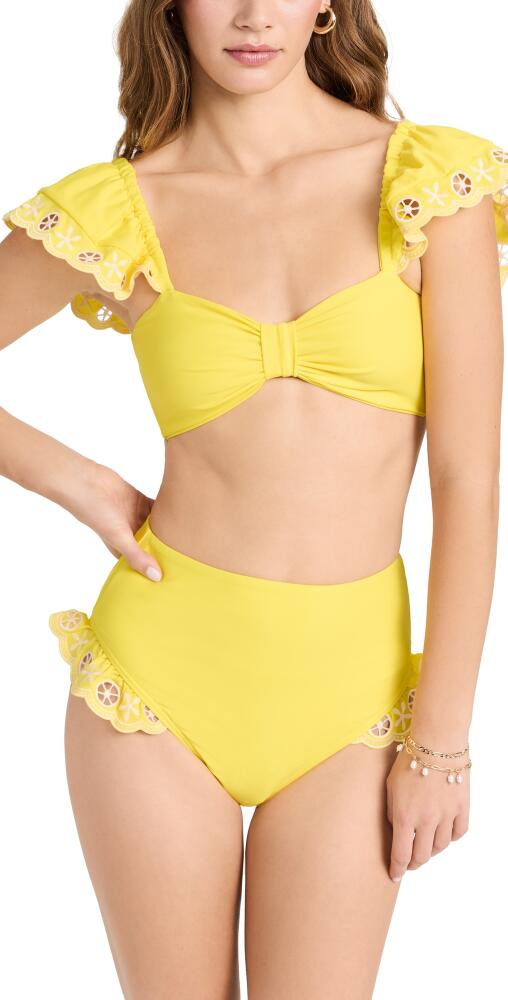 Sea Arabella Embroidered Bikini Top Yellow Cover