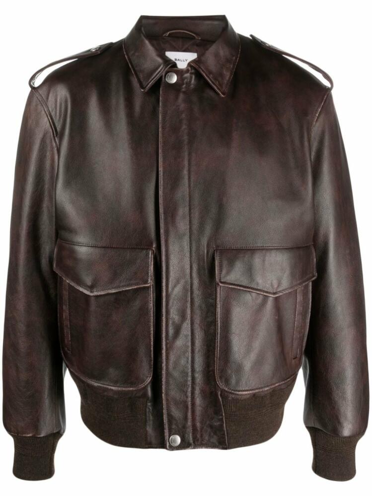 Bally cargo-pockets leather bomber jacket - Brown Cover