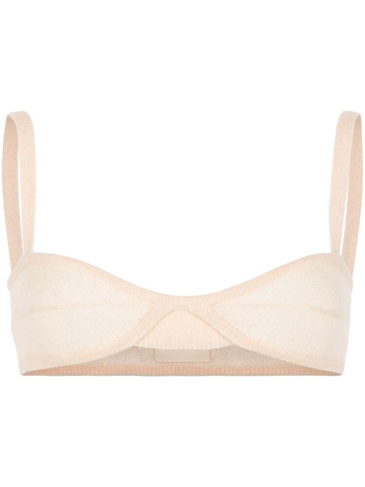 KHAITE Eda knitted cashmere bralette - Neutrals Cover