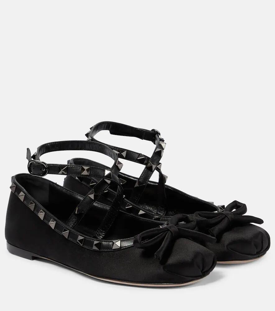 Valentino Garavani Rockstud satin ballet flats Cover