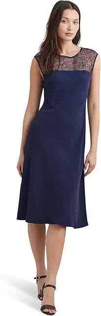 LAUREN Ralph Lauren Georgette Sleeveless Cocktail Dress (Refined Navy) Women's Dress Cover