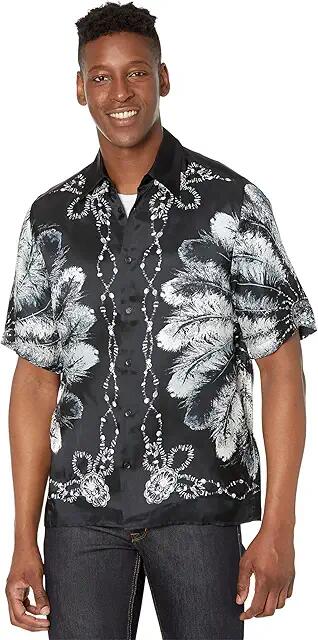 Just Cavalli Viscose Short Sleeve Shirt with Koh Phangan Print (Black) Men's Clothing Cover