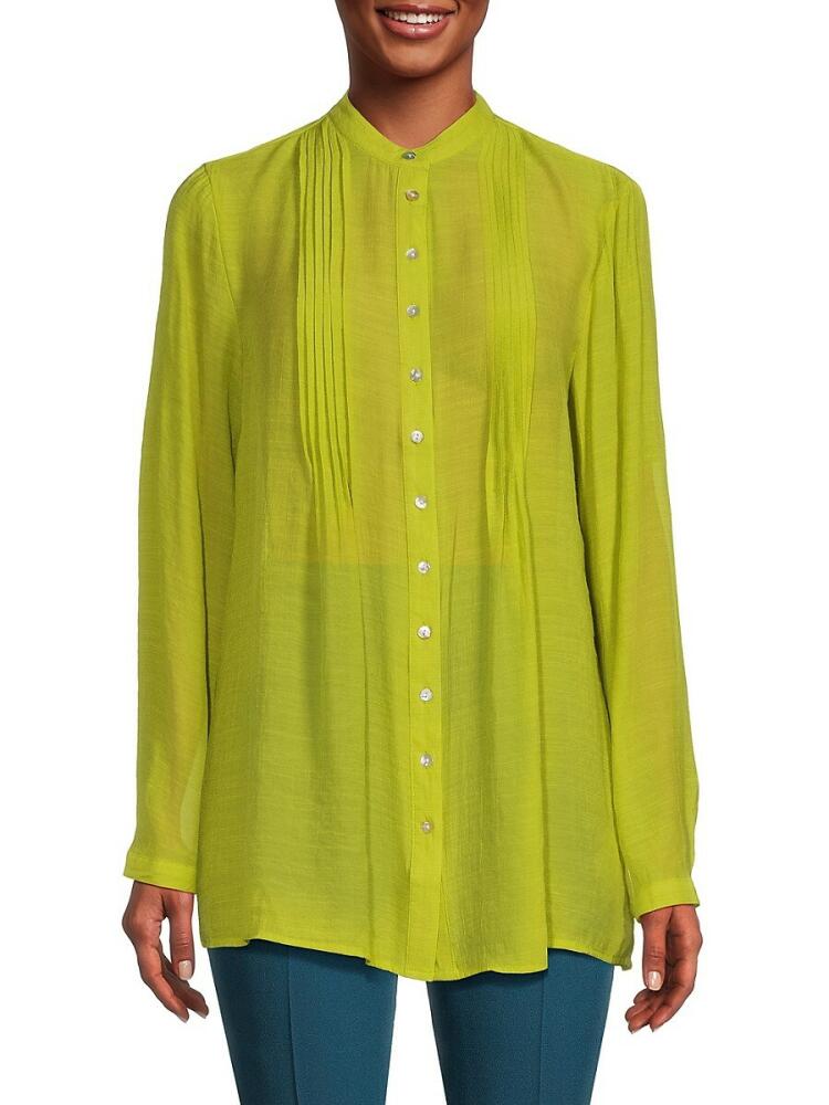 NANETTE nanette lepore Women's Semi Pleated Blouse - Citrine Cover