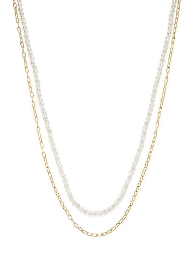 Adriana Orsini Women's La Vie 18K Goldplated, Faux Pearl & Cubic Zirconia Layered Necklace Cover