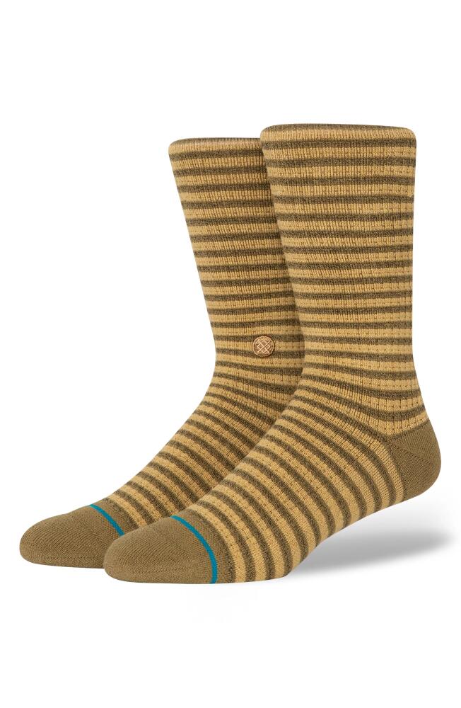 Stance Skipper Stripe Cotton Blend Crew Socks in Stone Cover