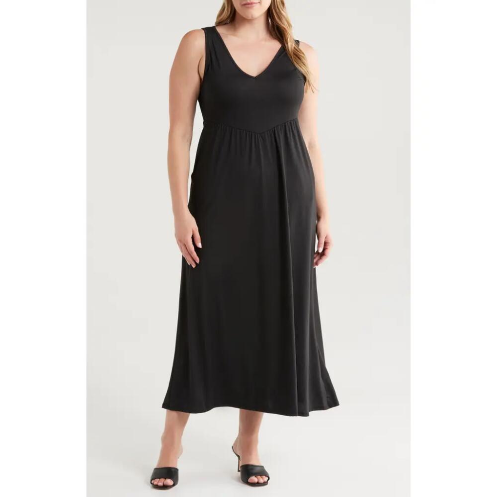 24seven Comfort Apparel Sleeveless Stretch Maxi Dress in Black Cover