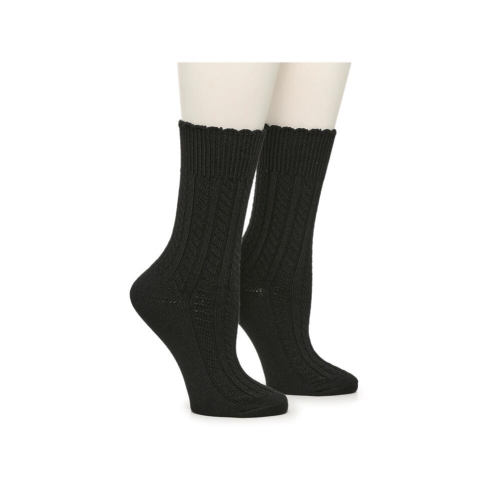 Kelly & Katie Super Soft CableKnit Crew Socks 2 Pack | Women's | Black Cover