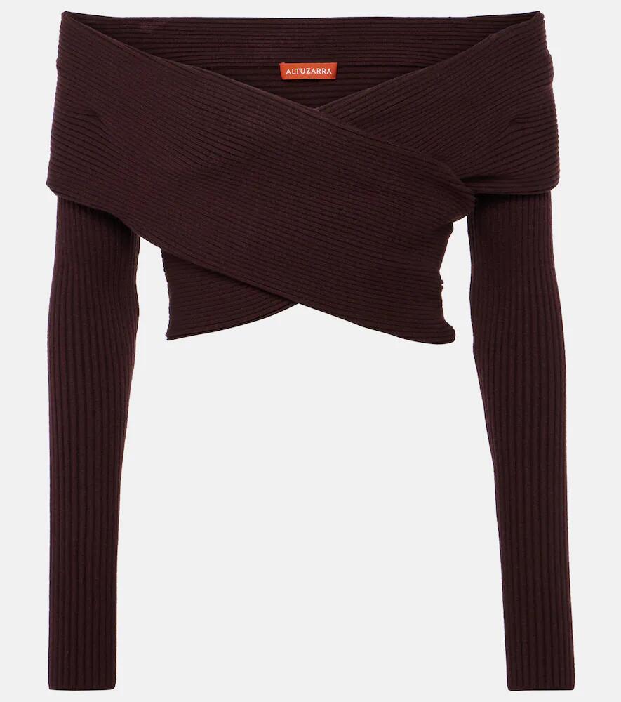 Altuzarra Virginie cropped off-shoulder sweater Cover