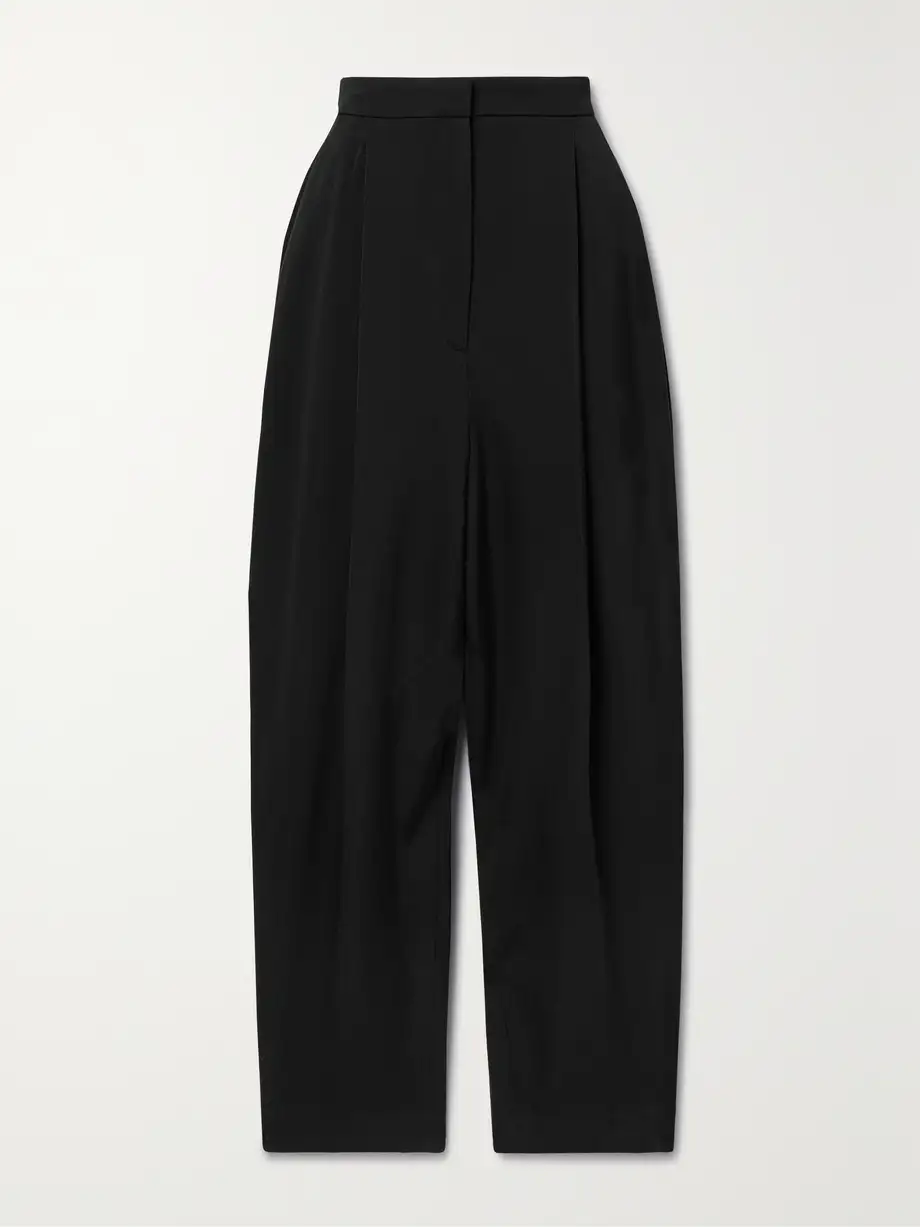 KHAITE - Ashford Pleated Wool-blend Twill Tapered Pants - Black Cover