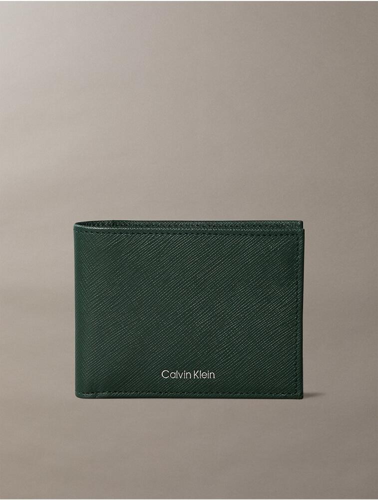 Calvin Klein Saffiano Leather Slim Bifold Wallet - Green Cover