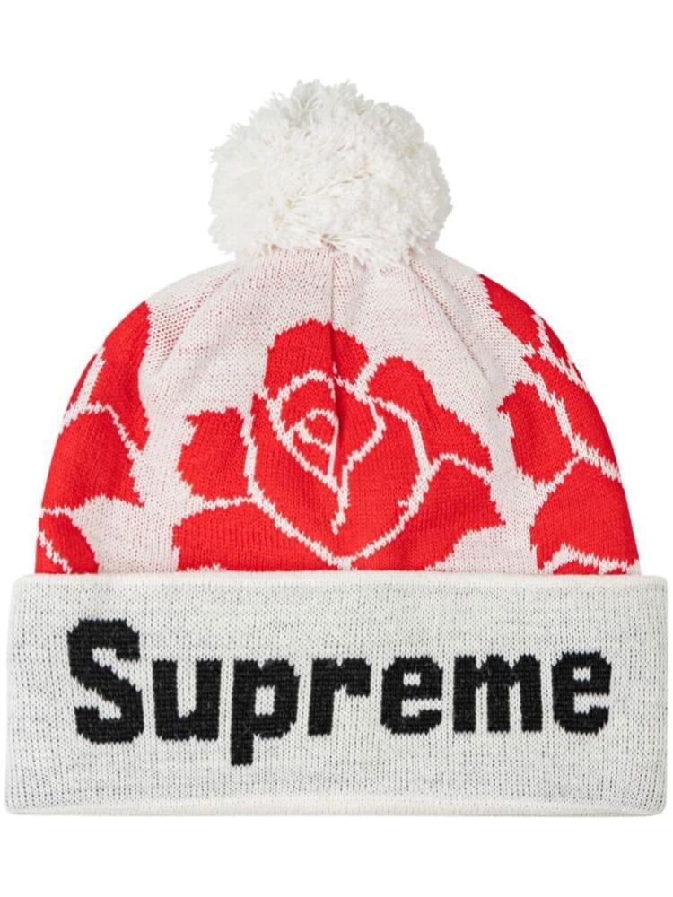 Supreme Rose knit beanie - White Cover