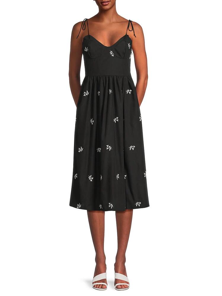 Lea & Viola Women's Embroidered Sweetheart Dress - Black White Cover