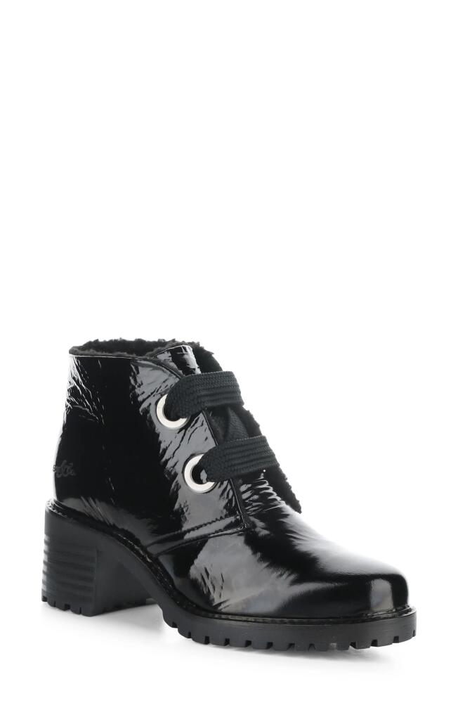 Bos. & Co. Index Leather Ankle Boot in Black Patent/Mini Sherpa Cover