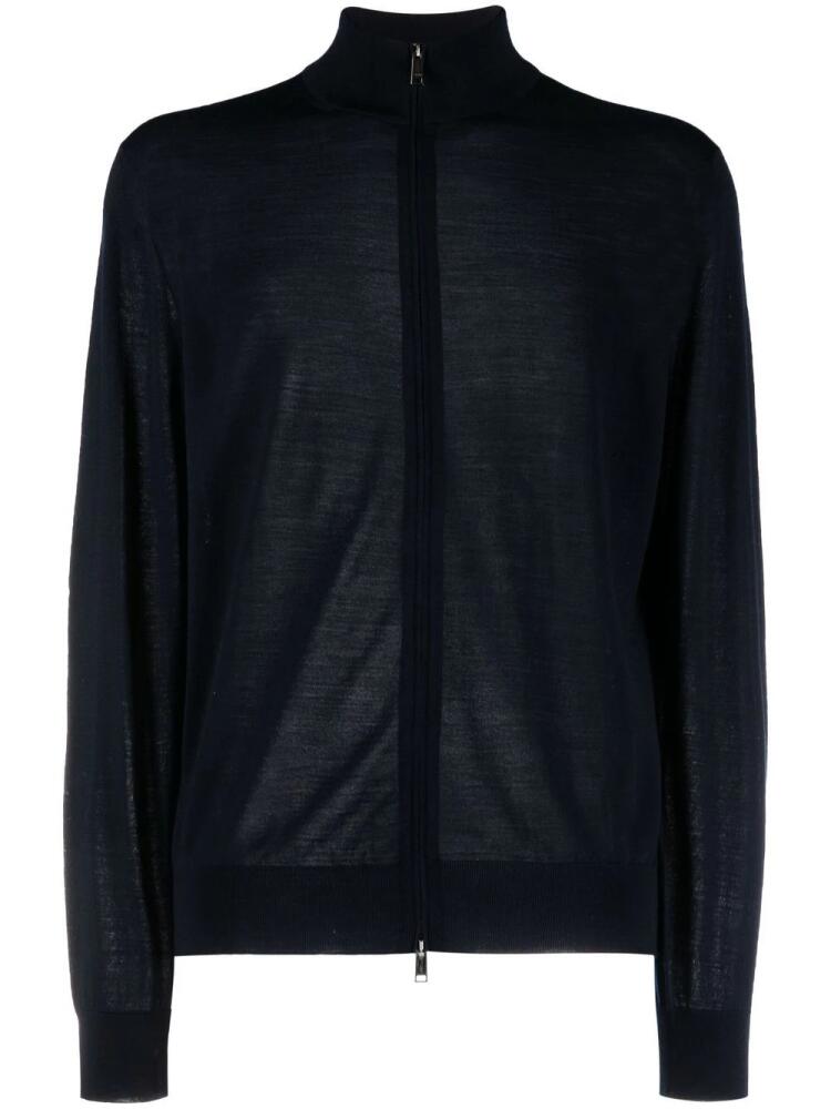 Zegna fine knit wool zip-up cardigan - Blue Cover