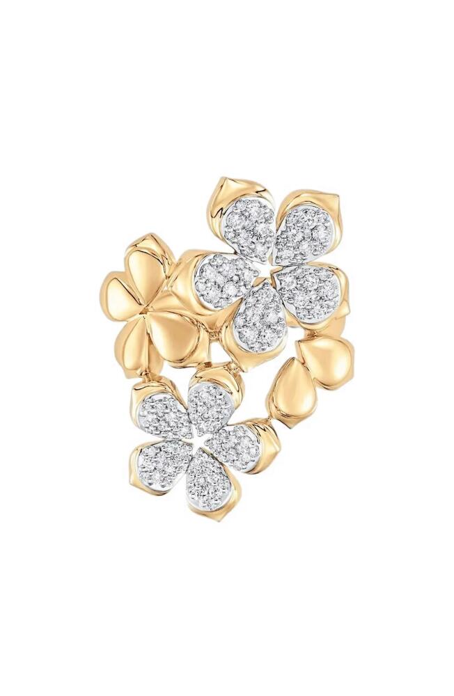 Sara Weinstock Lierren Flower Diamond Cluster Ring in Yellow Gold/Diamond Cover