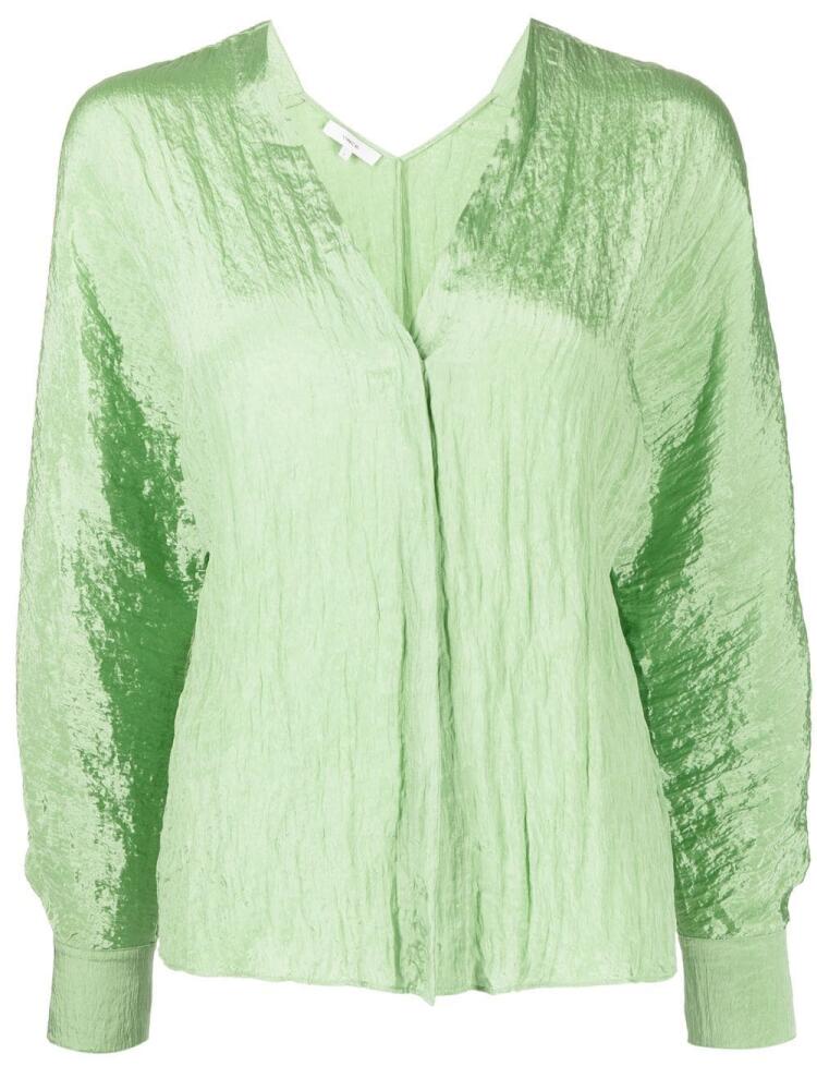 Vince crinckle-effect V-neck blouse - Green Cover