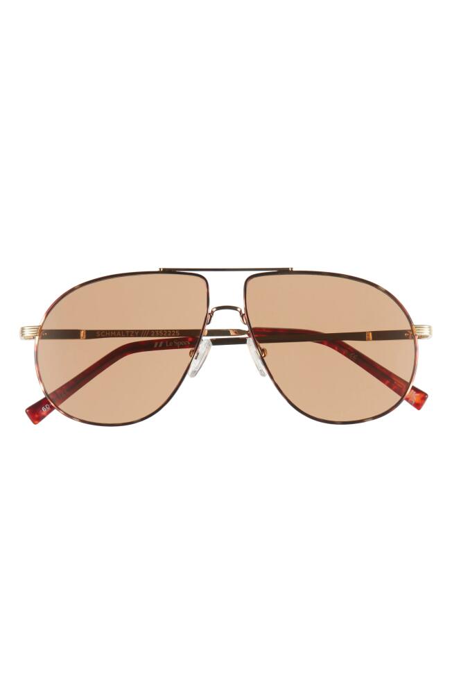 Le Specs Schmaltzy 60mm Aviator Sunglasses in Bright Gold /Tort Cover