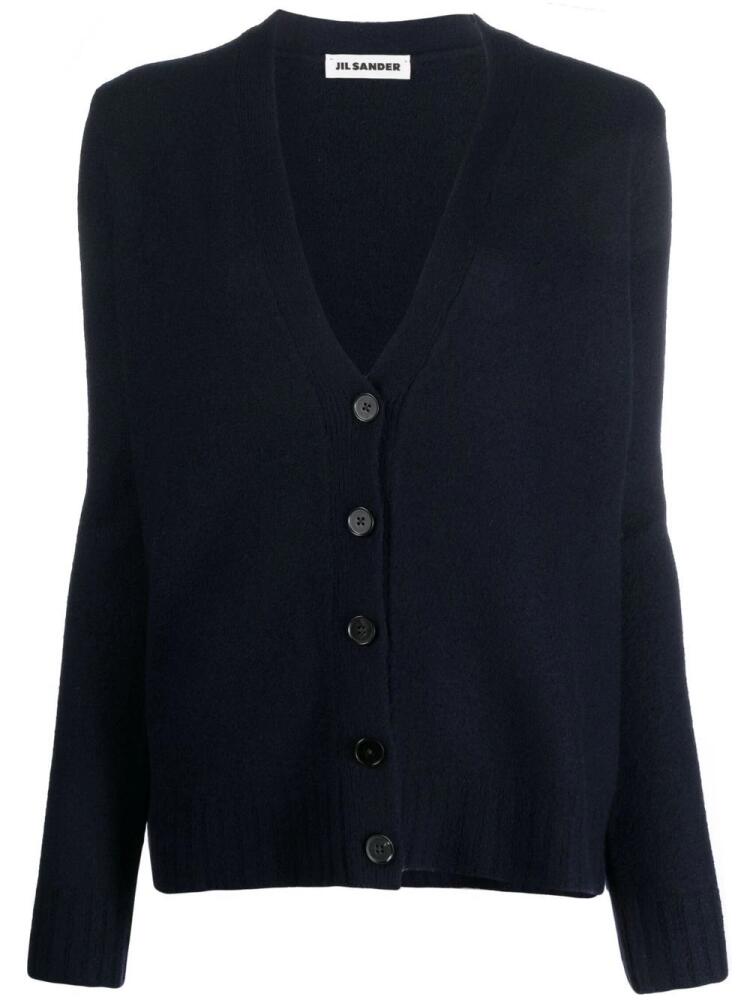 Jil Sander V-neck ribbed-knit cardigan - Blue Cover