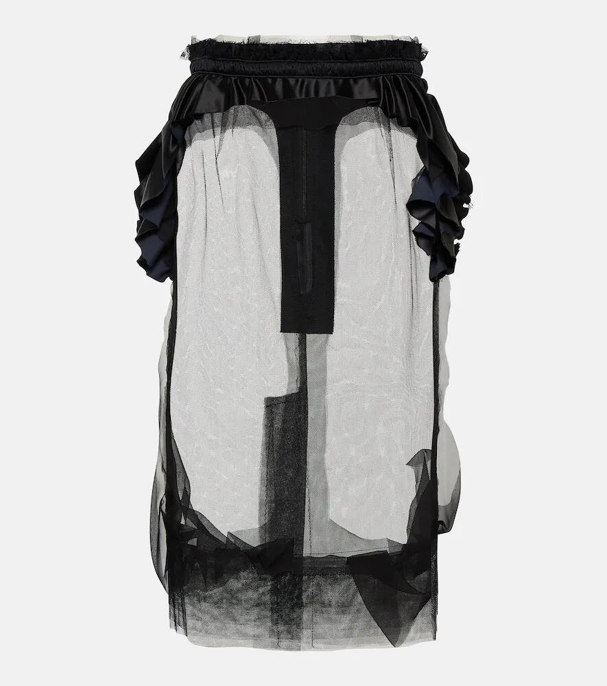 Maison Margiela Ruffle-trimmed tulle midi skirt Cover