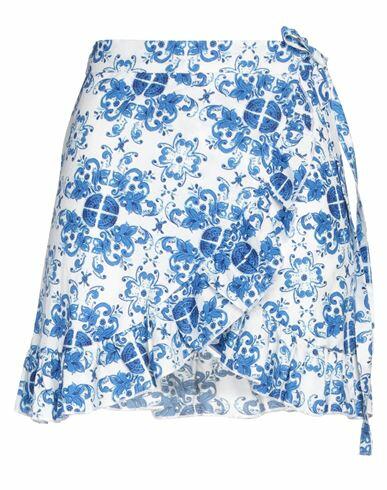 Iconique Woman Mini skirt Blue Linen, Viscose Cover