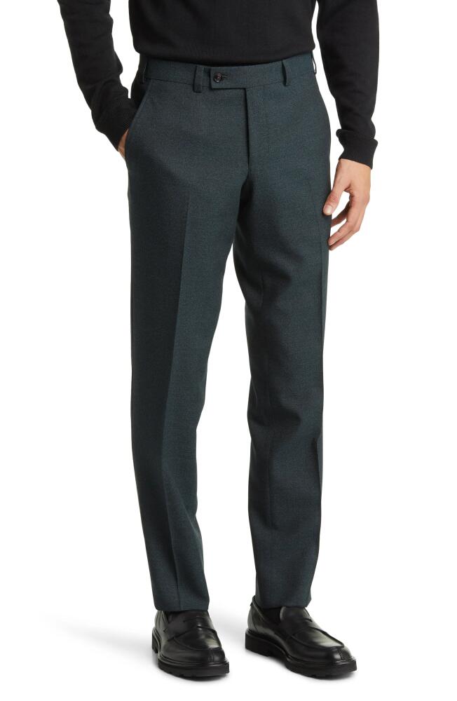 Ted Baker London Jerome Flat Front Wool Dress Pants in Forest Teal Cover