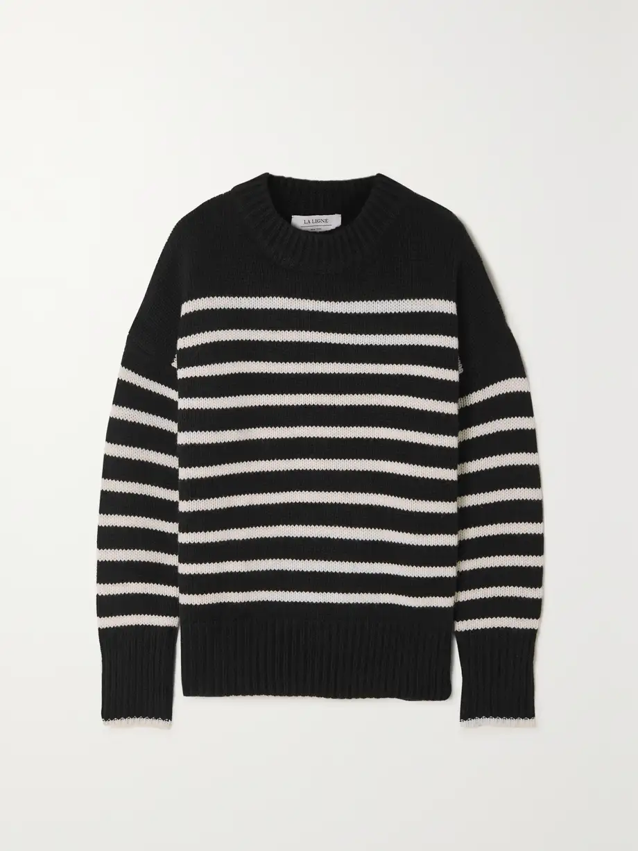 La Ligne - Marin Striped Wool And Cashmere-blend Sweater - Black Cover