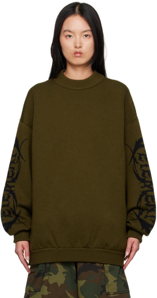 VETEMENTS Khaki Jacquard Sweater Cover