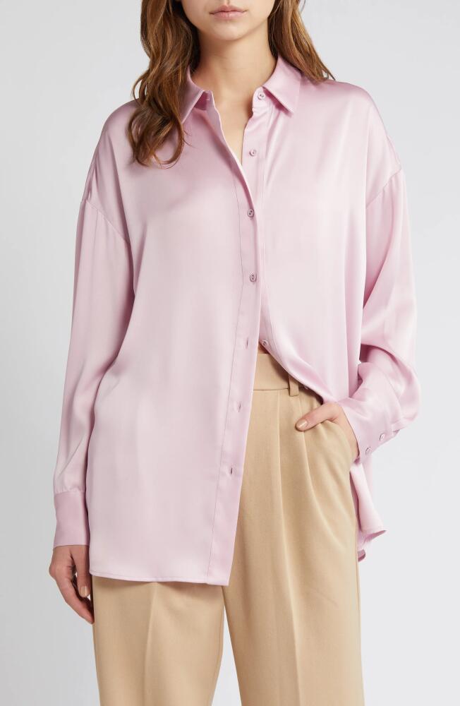 Favorite Daughter The Smooth Ex-Boyfriend Satin Shirt in Pastel Lavender Cover