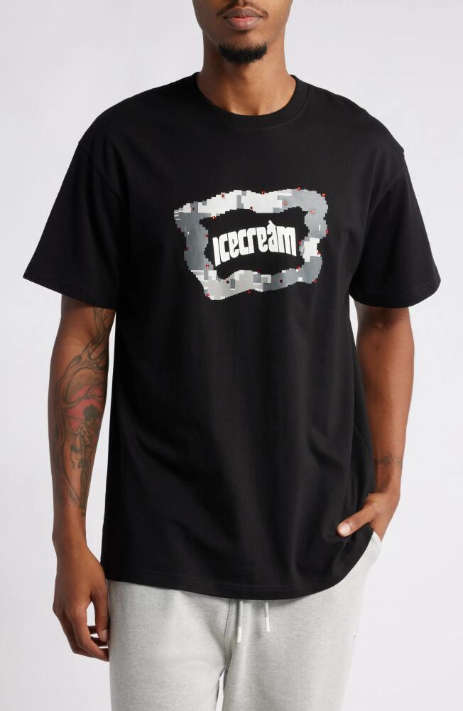 ICECREAM Blurred Cotton Graphic T-Shirt in Black Cover