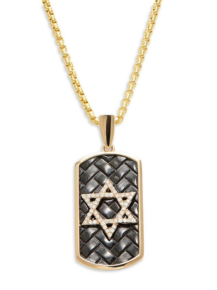 Effy Men's 14K Yellow Gold & 0.16 TCW Diamond Star of David Dog Tag Pendant Necklace Cover